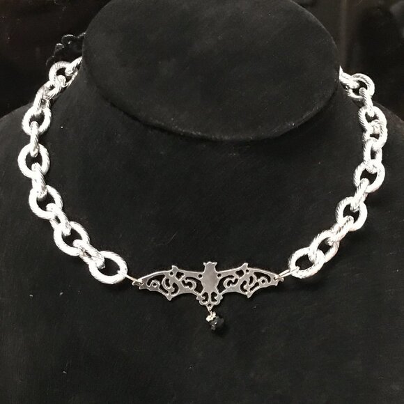 Jewelry - Bat Choker Silver Chunky Necklace Biker Goth Collar Gothic Chain Punk Rock